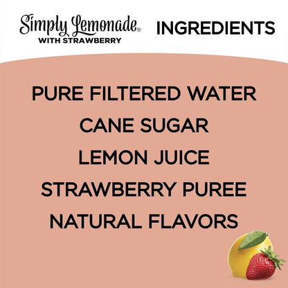 Simply® Lemonade with Strawberry, 52 Fl Oz Bottle - 4PACK